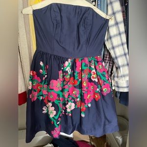 Women’s Lilly Pulitzer Size 00 Lottie Blue Floral Strapless Dress